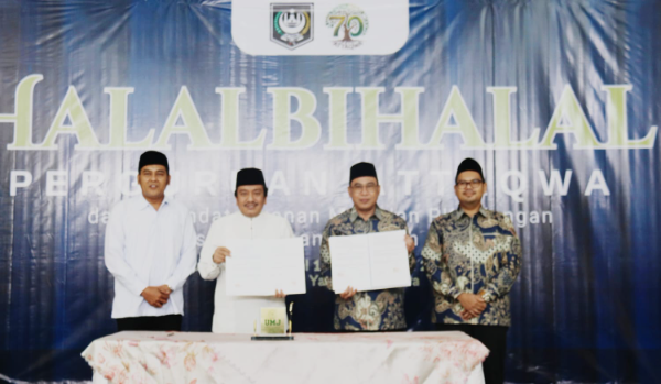 Berpoto bersama usai penandatanganan  Nota Kesepahaman(MoU) dan Perjanjian Kerjasama (PKS) dalam.acara Halal Bihalal, Kamis (9/4/2026).